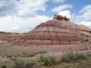 Photo of the Brushy Basin Member of the Morrison Formation.  Photo by Anky-man